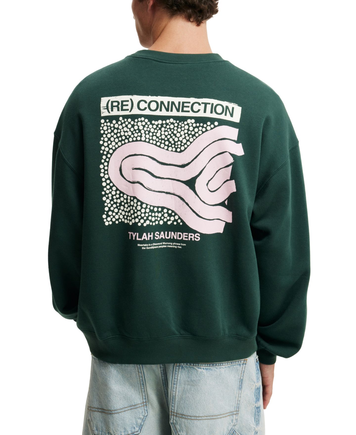 Мужской свитер COTTON ON Box Fit Crew Neck, цвет: Зелёный — фото 2
