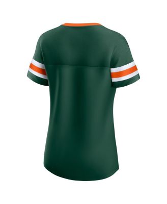 Women's Green Miami Hurricanes Iconic Athena Lace-Up T-Shirt
