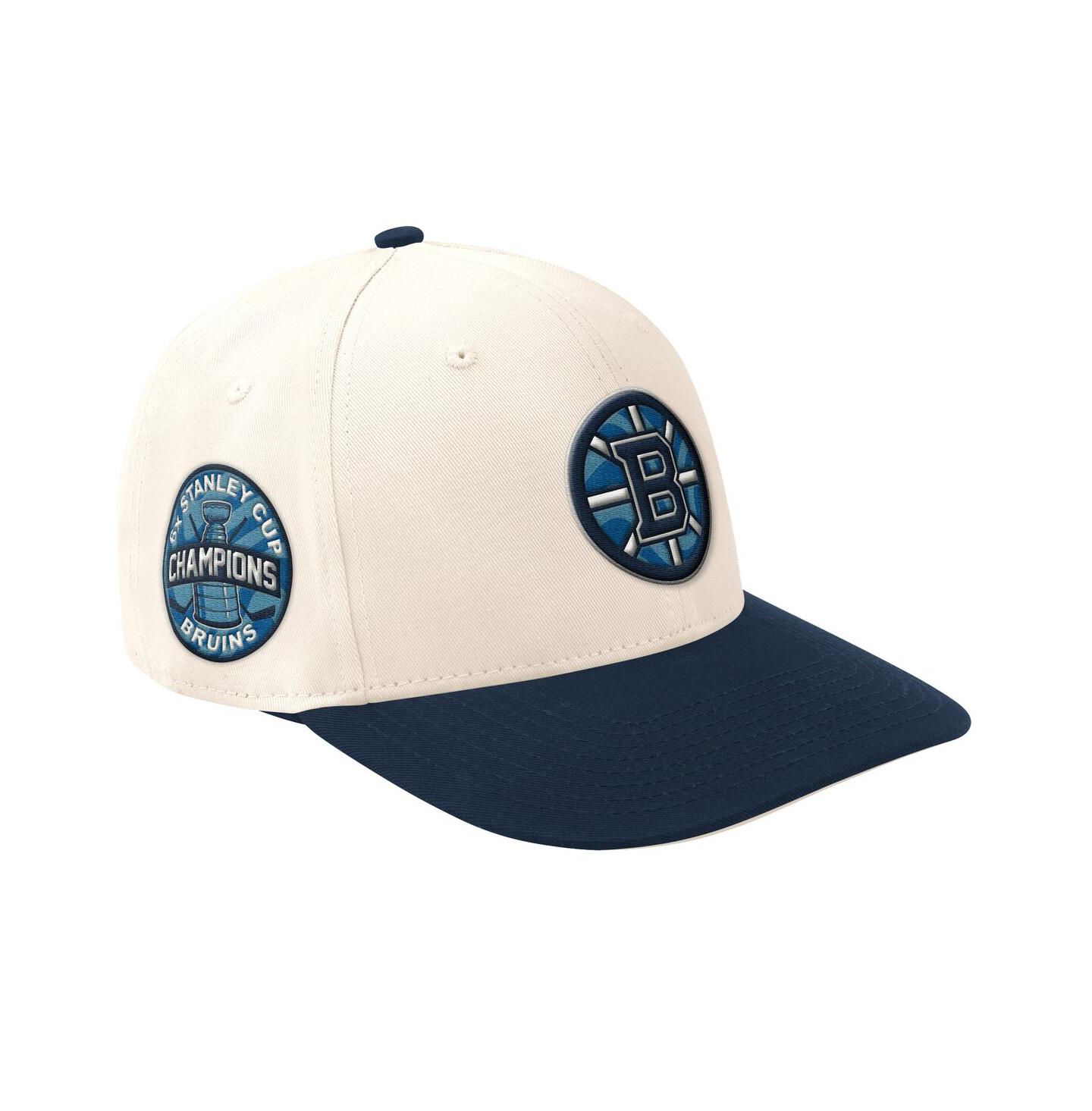 Мужская кепка Starter Cream/Navy Boston Bruins Blue Wave Classic Adjustable Hat — фото 1