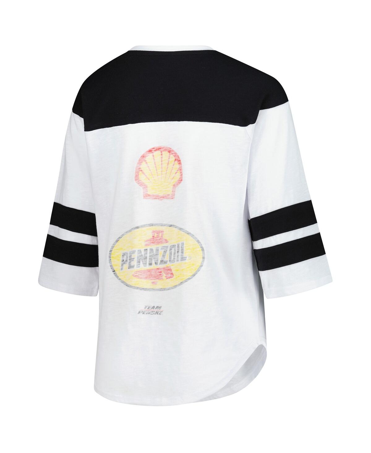 Starter Women's White Joey Logano Grand Slam 3/4-sleeve T-shirt In White,black