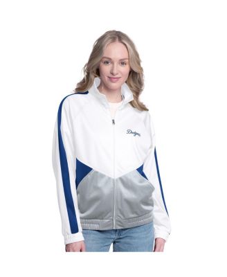 G-III Sports by Carl Banks - Women's&nbsp;White/Royal Los Angeles Dodgers Rally Rhinestone Raglan Full-Zip Track Jacket
