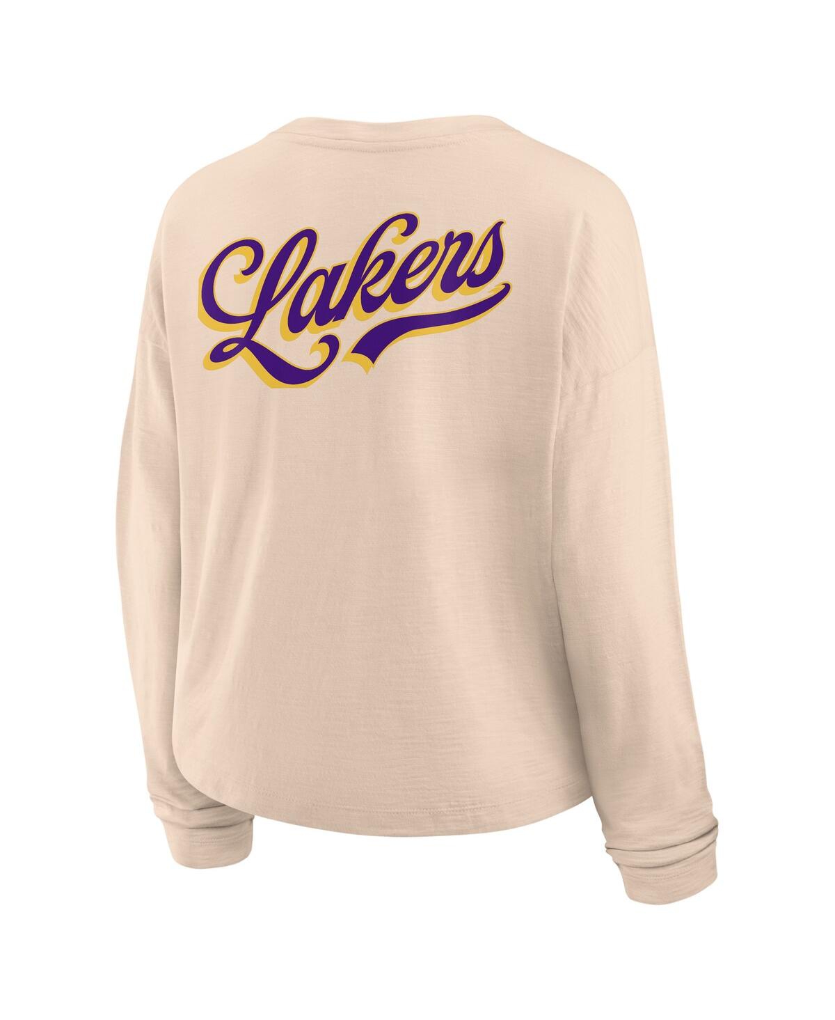 Fanatics Women's Natural Los Angeles Lakers Boxed Out Drop Fashion Long Sleeve T-shirt In Natural