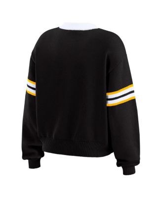 Women's Black Pittsburgh Penguins Cropped Lace-Up Sweater