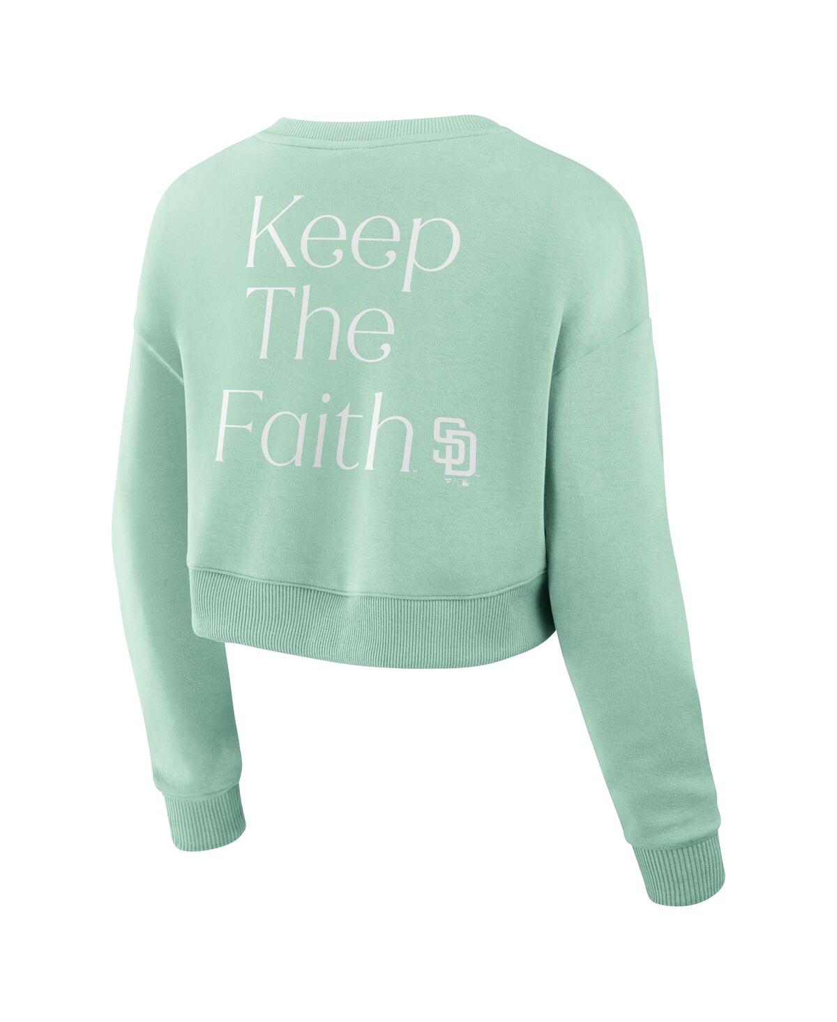 Shop Fanatics Women's Mint San Diego Padres Relax Studio Cropped Pullover Sweatshirt