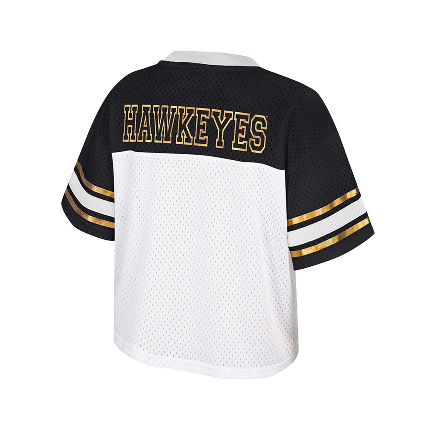 Женский топ Colosseum White Iowa Hawkeyes Treasure Cropped Football Jersey — фото 2