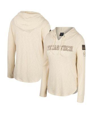 Colosseum - Women's Cream Texas Tech Red Raiders OHT Military Appreciation Casey Raglan Long Sleeve Hoodie T-Shirt