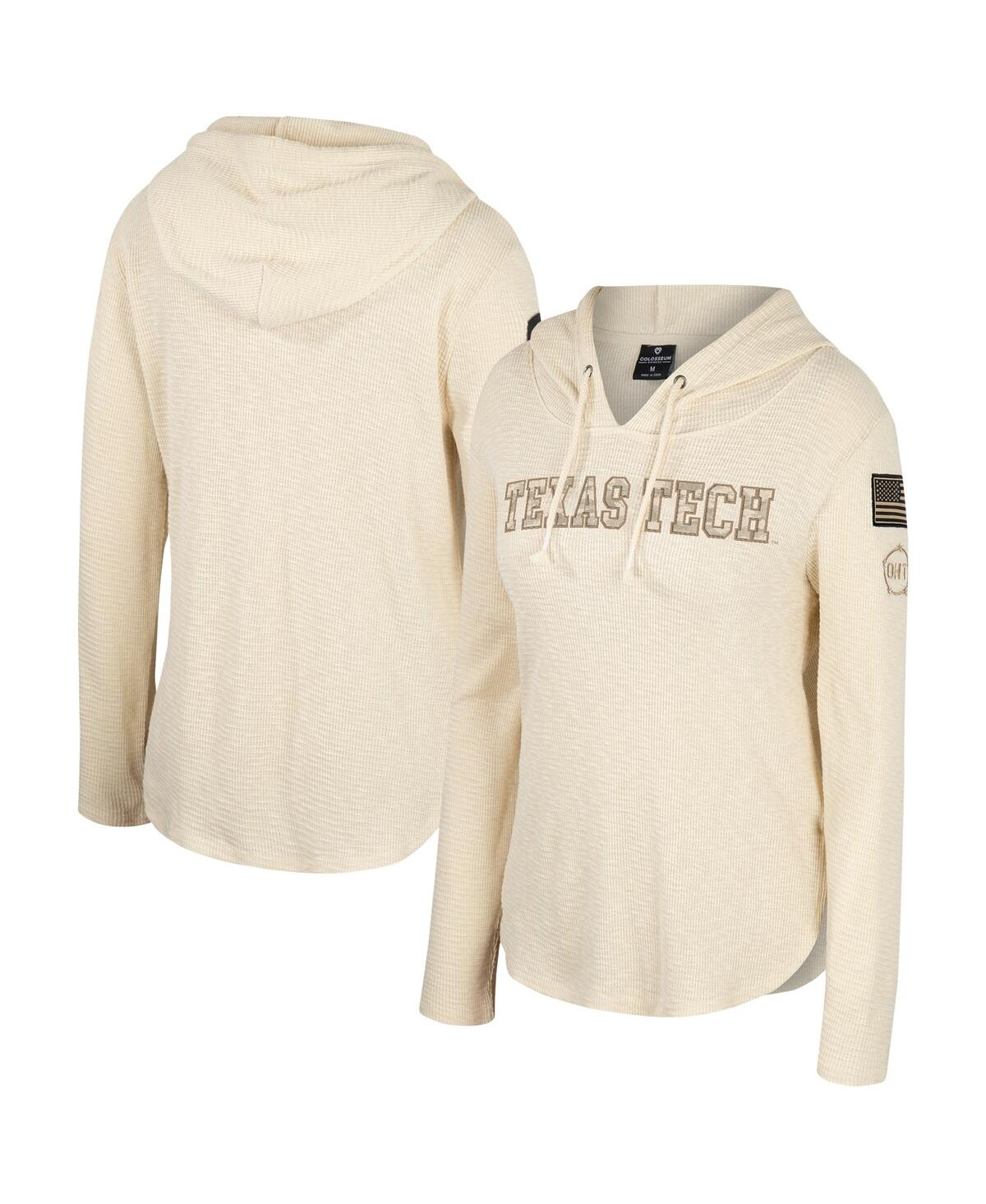 Colosseum Women's Cream Texas Tech Red Raiders Oht Military Appreciation Casey Raglan Long Sleeve Hoodie T-Shirt - Cream