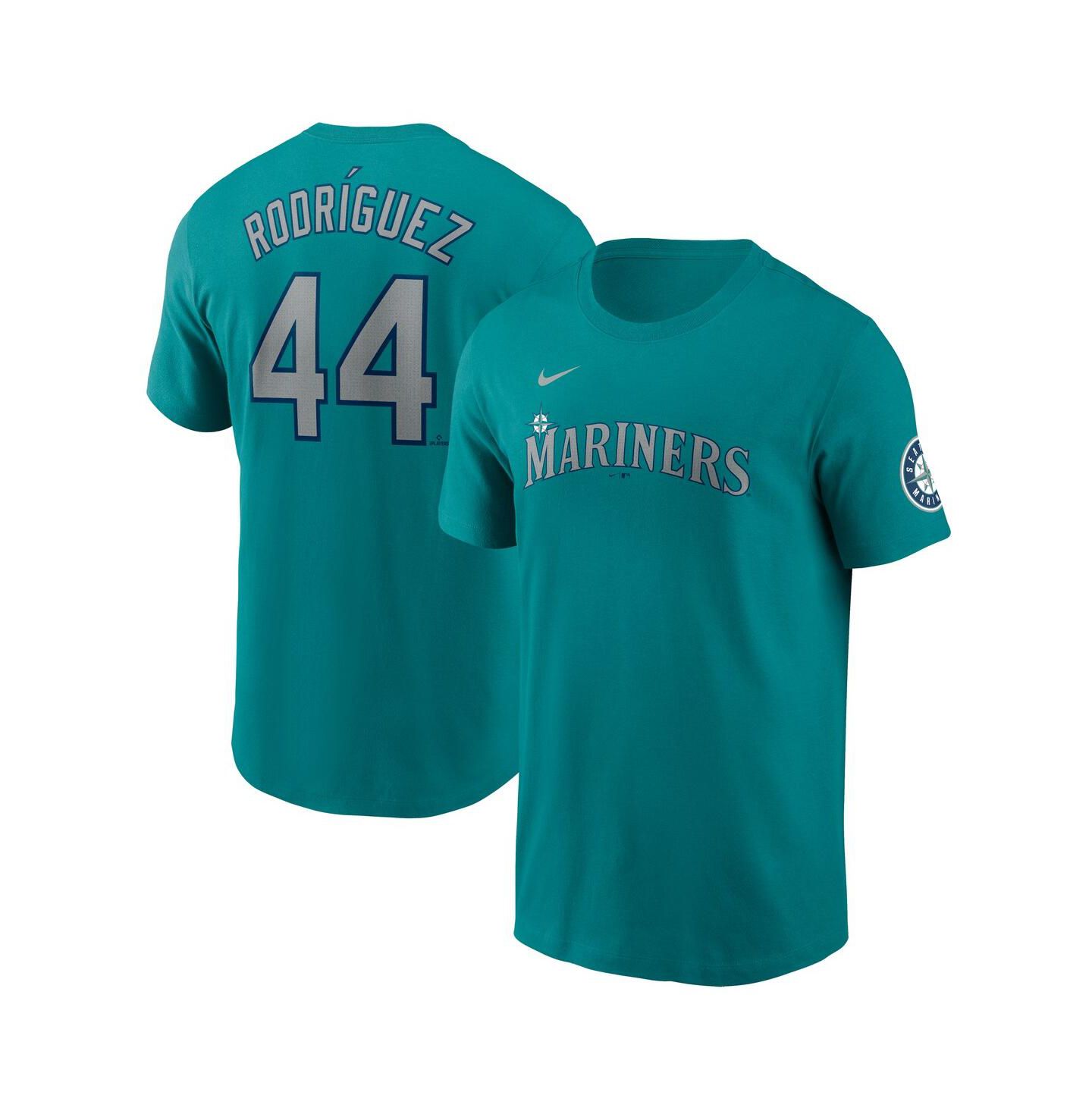 Мужская футболка Nike Julio Rodríguez Aqua Seattle Mariners Fuse Name & Number Inline — фото 1