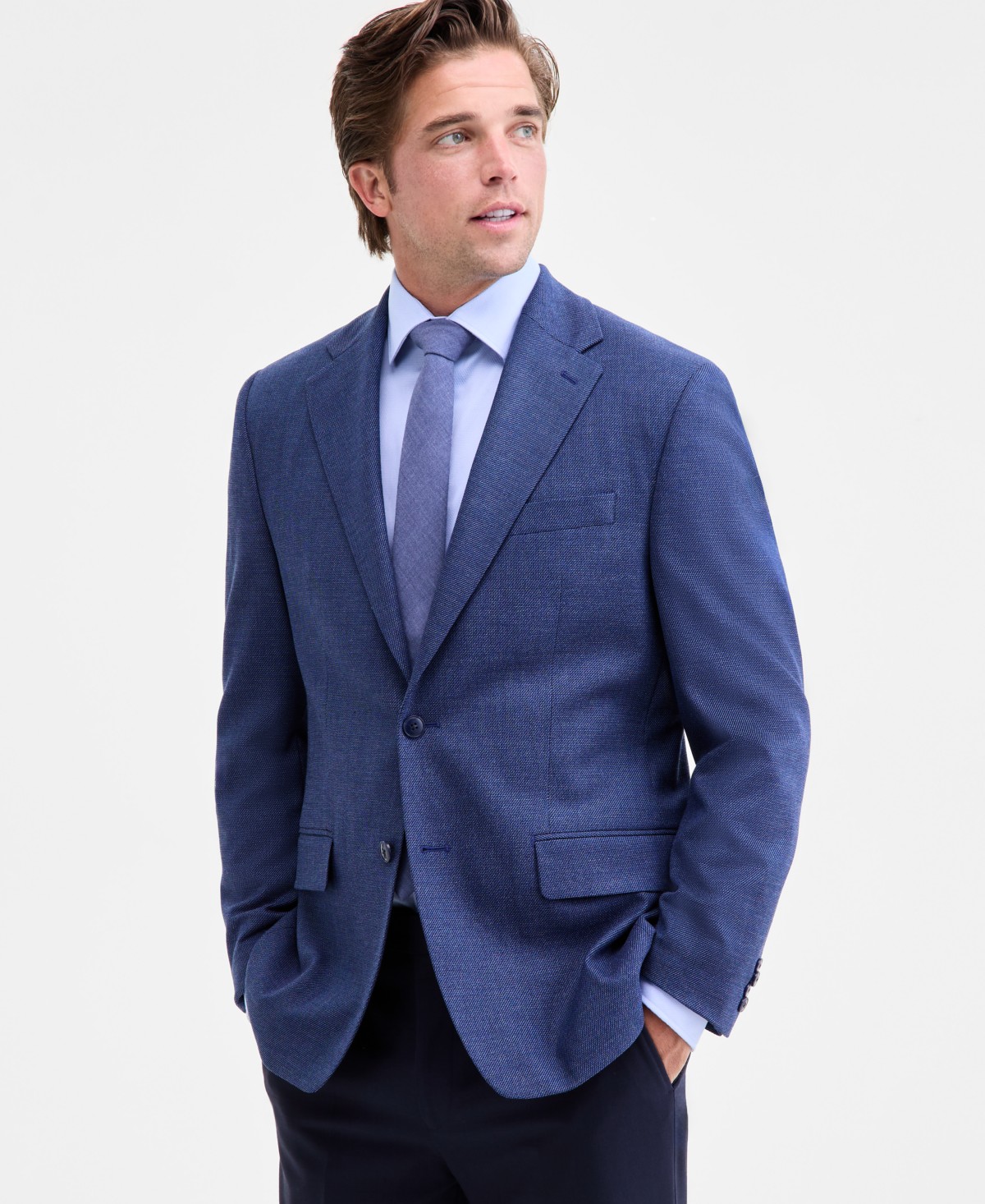 Мужские куртки Michael Kors Men's Classic-Fit Stretch Blue Twill Sport Coat — фото 1
