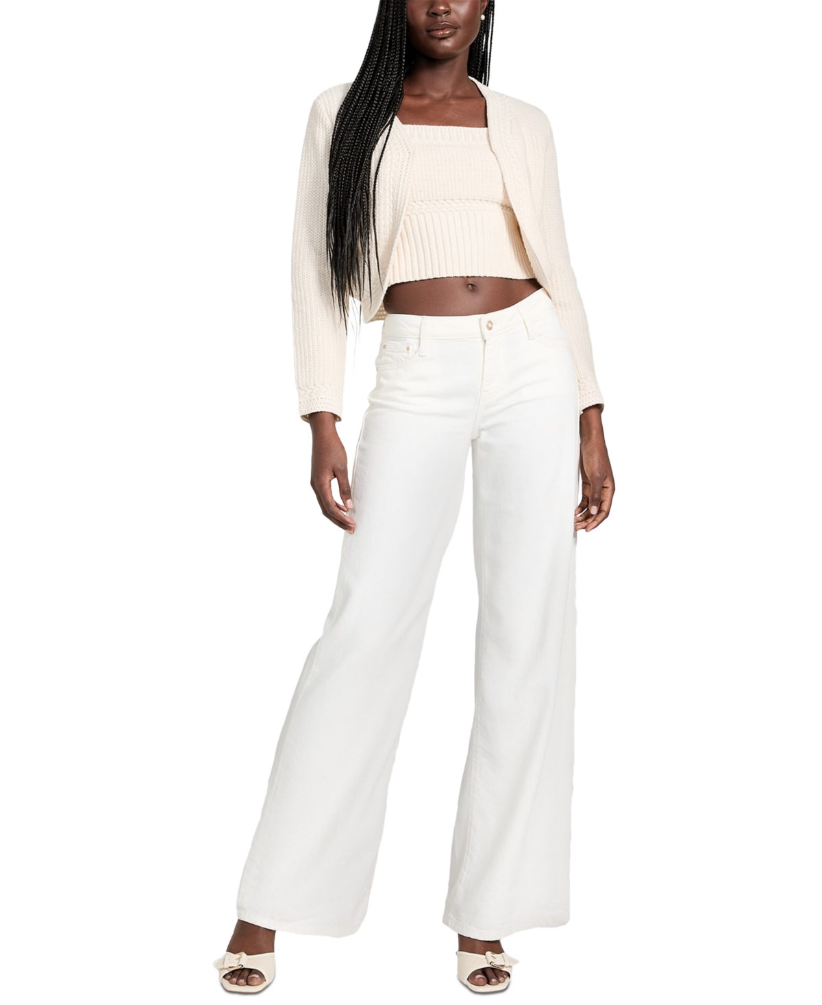 GUESS WOMEN'S MID-RISE WIDE-LEG JEANS 