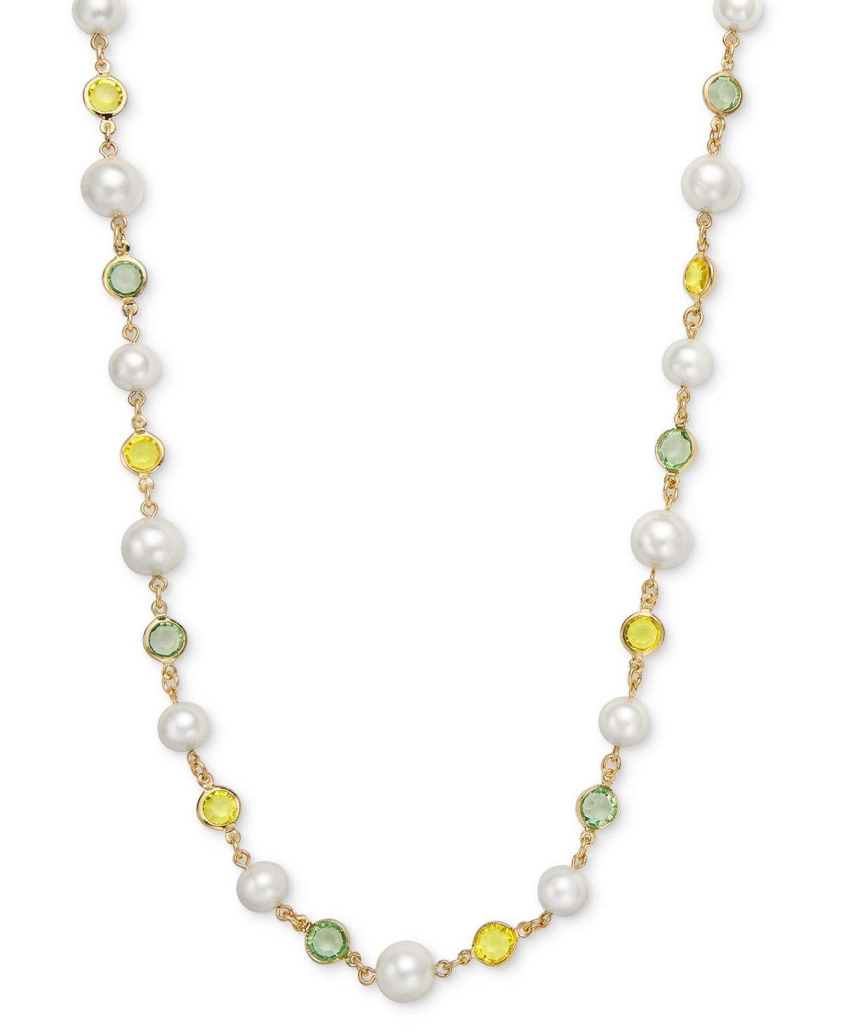 Gold-Tone Stone & Imitation Pearl Strand Necklace, 42" + 2" extender, Exclusively at Macy's - Multi