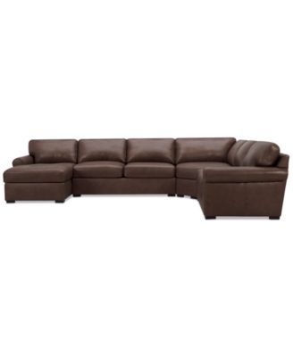Radley Roll Arm 152" 5-Pc. Leather Wedge Corner Chaise Sectional