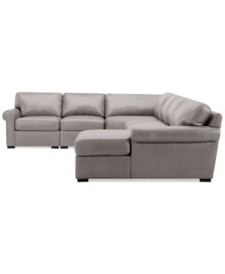 Radley Roll Arm 152" 5-Pc. Leather Wedge Corner Chaise Sectional