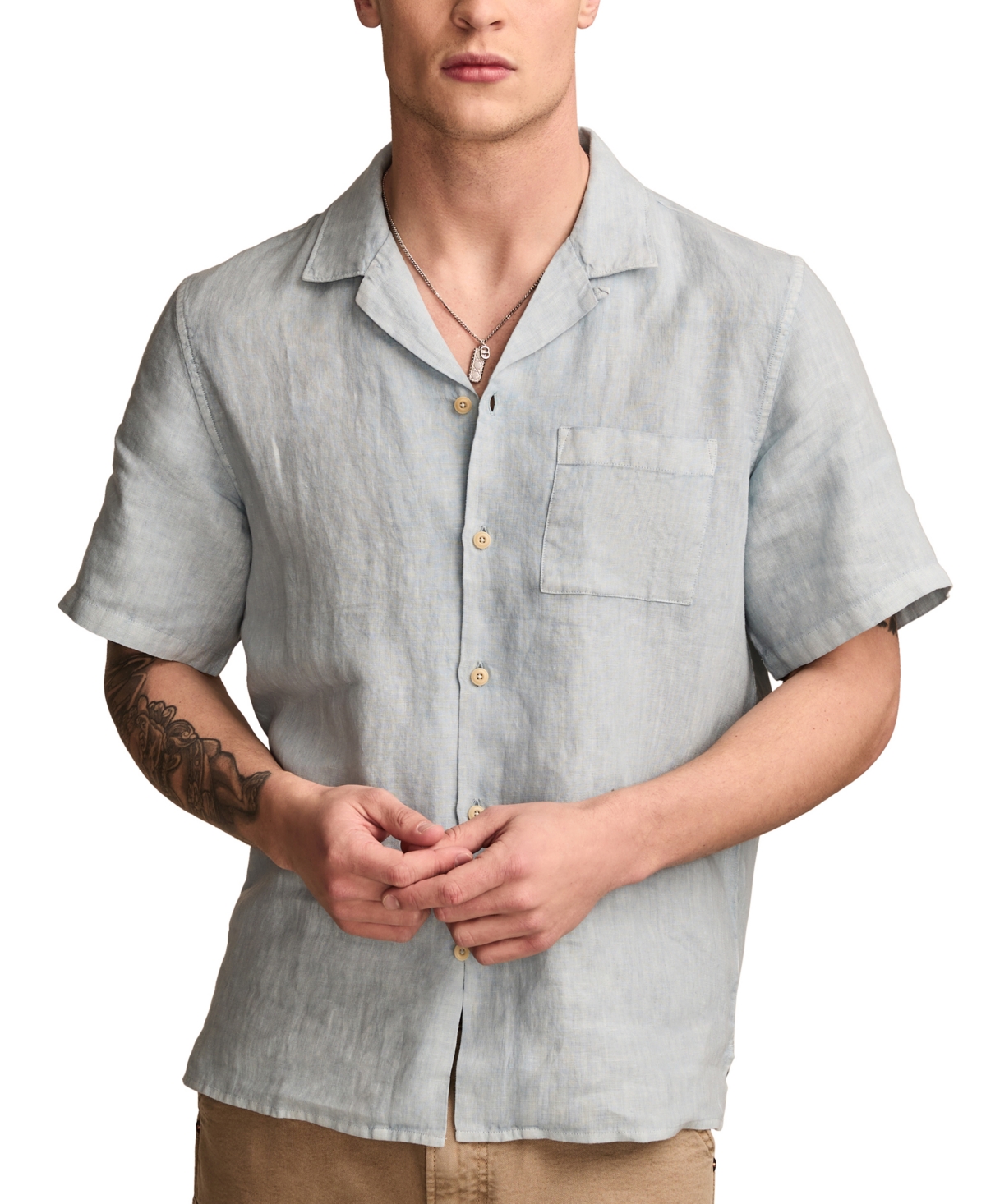 Men's Short Sleeve Camp Collar Shirt - Cameo Brown