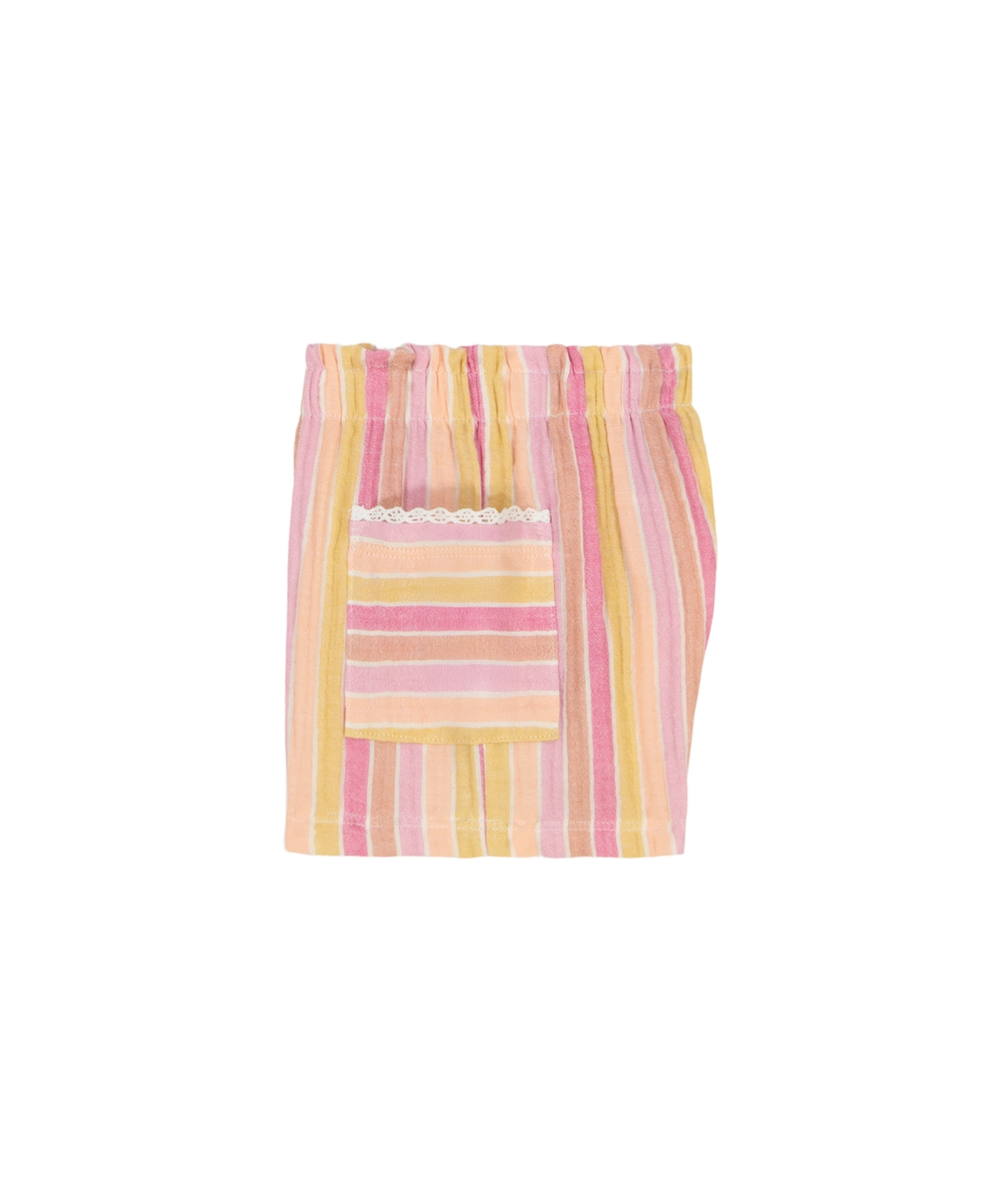 KIDS HEADQUARTERS TODDLER AND LITTLE GIRLS 2-PIECE MULTI STRIPE TOP AND CRINKLE KNIT SHORTS SET 