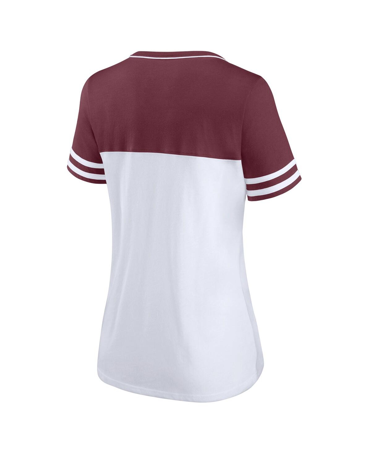 Fanatics Women's White/maroon Minnesota Golden Gophers Iconic Color Block T-shirt In White,maroon