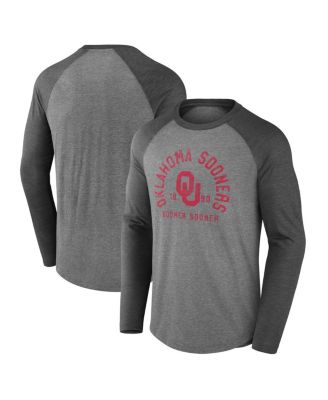 Fanatics - Men's Gray Oklahoma Sooners Ball Drop Tri-Blend Raglan Long Sleeve T-Shirt