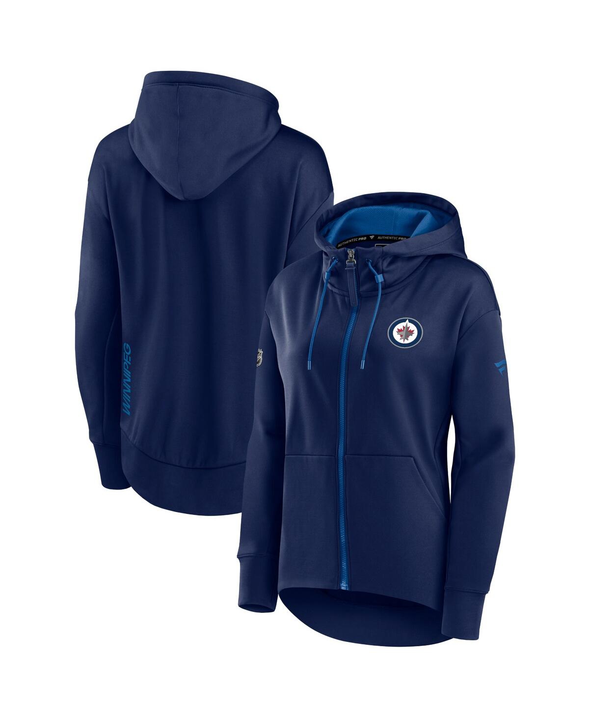 Fanatics Women's Navy Winnipeg Jets Authentic Pro Rink Full-zip Hoodie In Navy