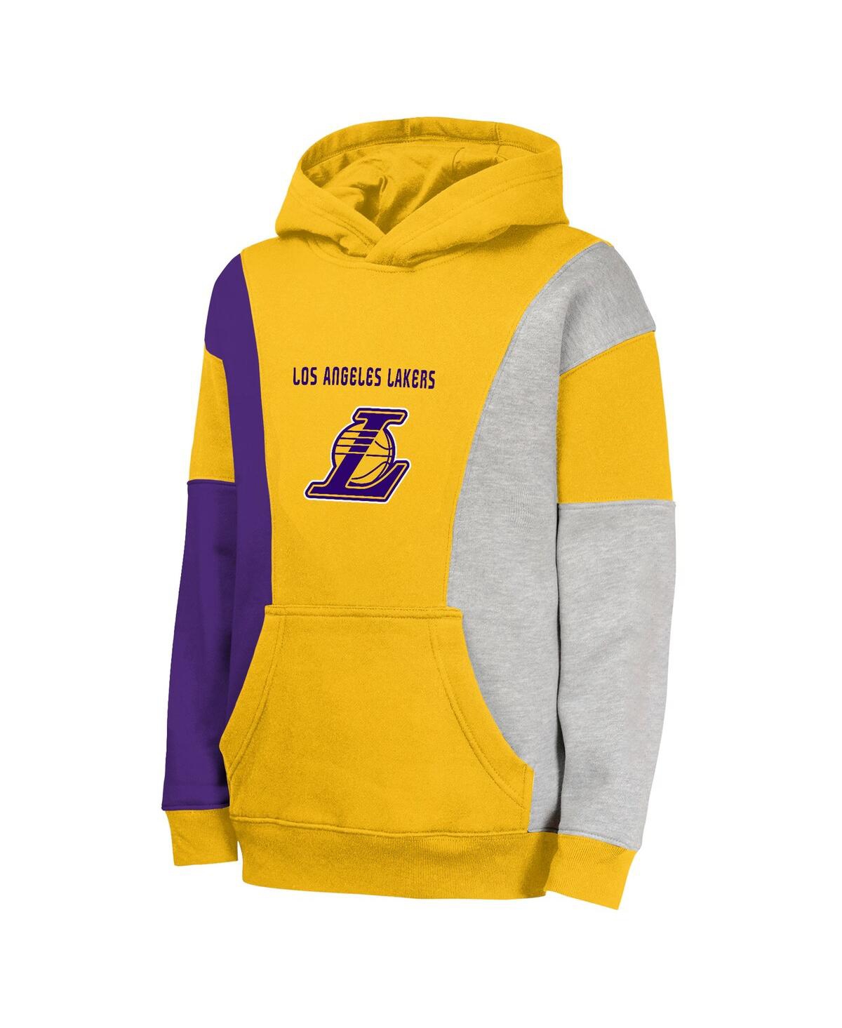 Outerstuff Big Boys And Girls Gold Los Angeles Lakers Ace In The Hole Pullover Hoodie In Gold