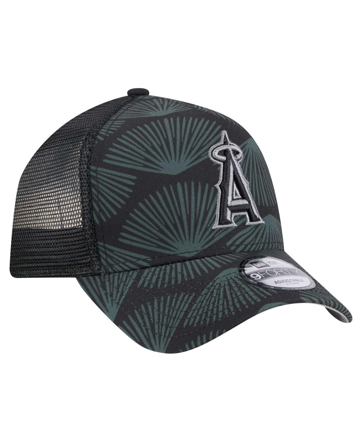 New Era Men's Black Los Angeles Angels 9forty A-frame Trucker Adjustable Hat In Black