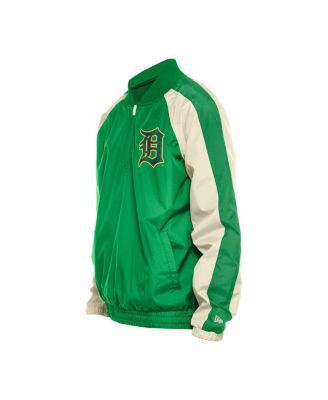 Men's Kelly Green Detroit Tigers Ripstop Raglan Quarter-Zip Hoodie Windbreaker Jacket