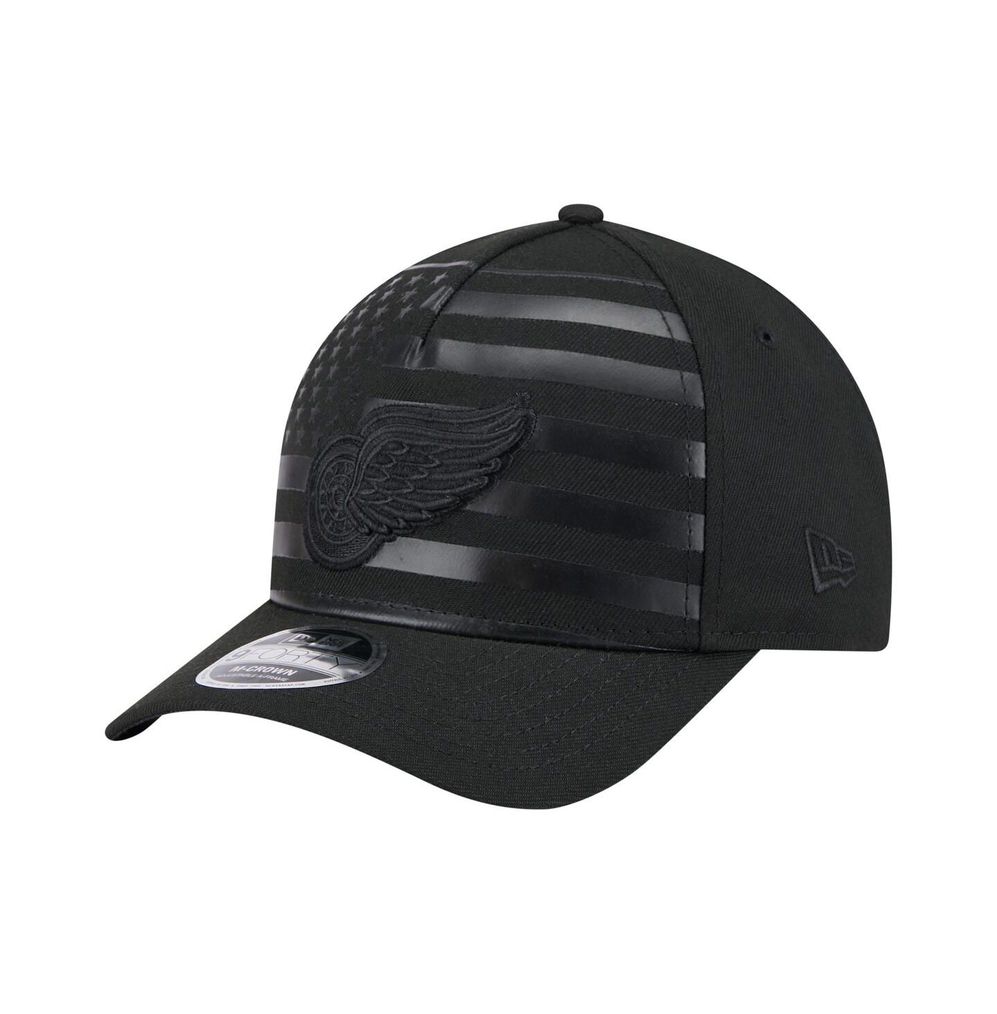 Мужская кепка New Era Black Detroit Red Wings Game Day Stealth Flag 9FORTY A-Frame Adjustable Hat — фото 1