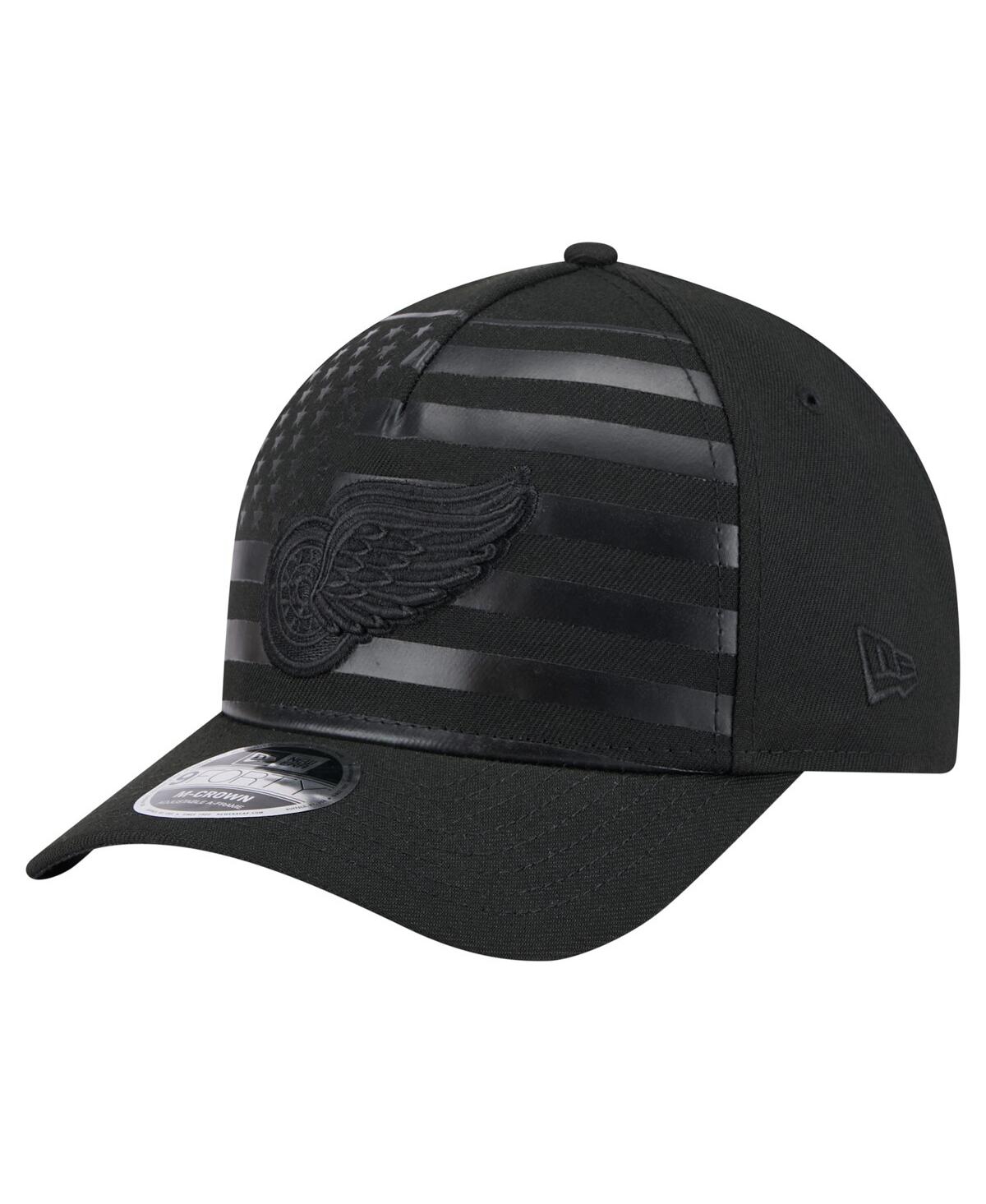 NEW ERA MEN'S BLACK DETROIT RED WINGS GAME DAY STEALTH FLAG 9FORTY A-FRAME ADJUSTABLE HAT 