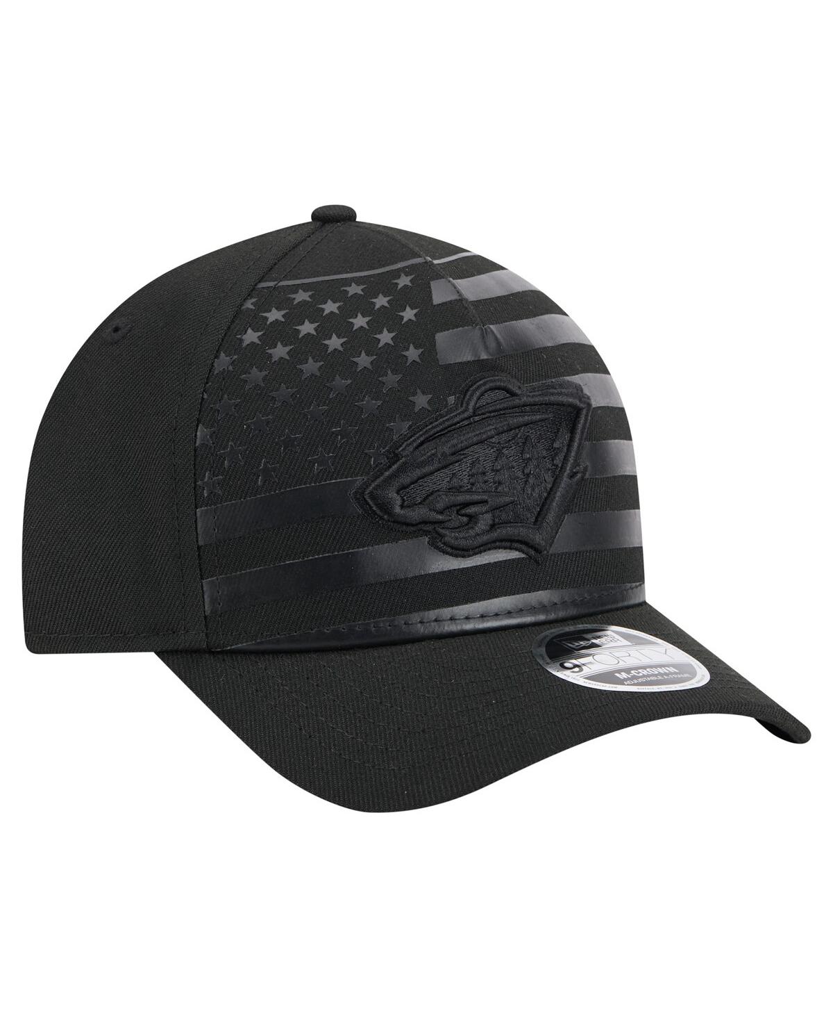 New Era Men's Black Minnesota Wild Game Day Stealth Flag 9forty A-frame Adjustable Hat In Black