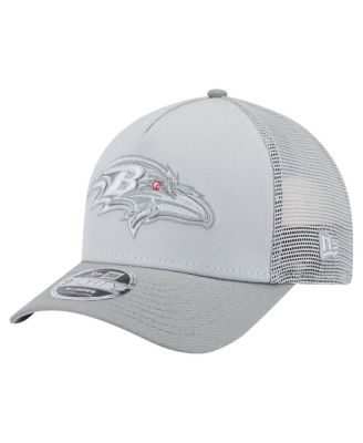 New Era - Men's Gray Baltimore Ravens Domain A-Frame Trucker 9FORTY Adjustable Hat