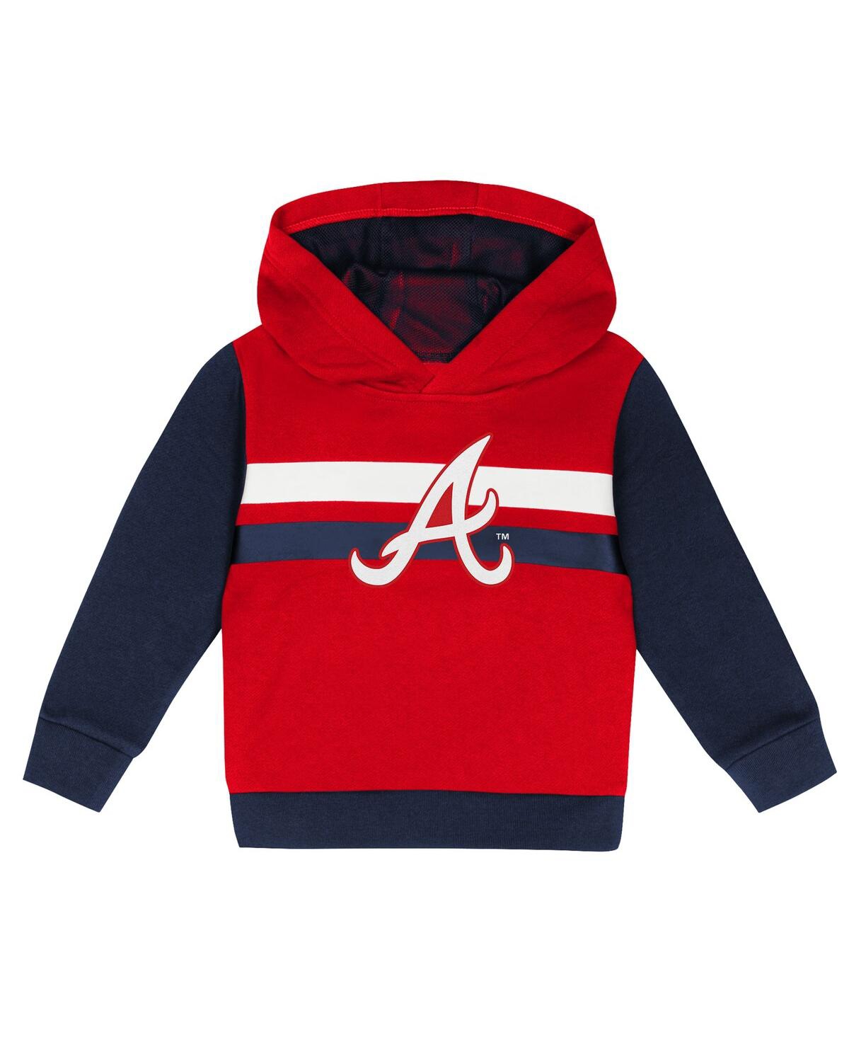 Outerstuff Toddler 2-piece Red/navy Atlanta Braves Wind Up Pullover Hoodie And Sweatpants Set In Red,navy