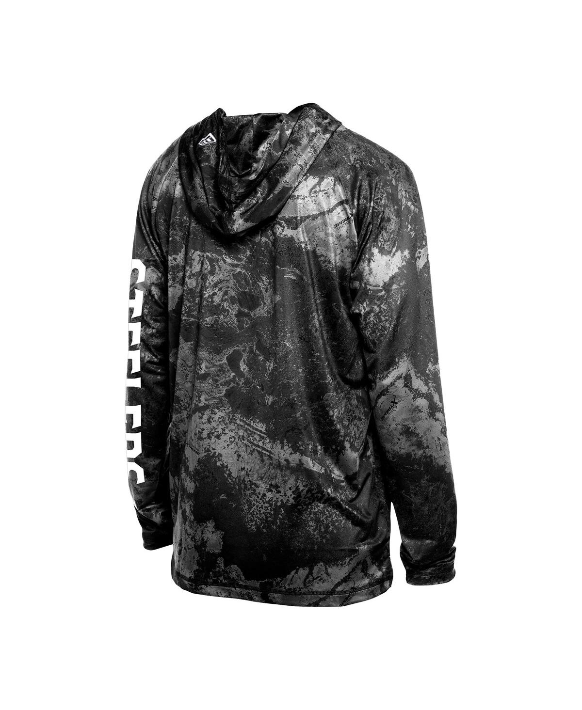 NEW ERA MEN'S BLACK PITTSBURGH STEELERS REALTREE XTREME CAMO RAGLAN LONG SLEEVE HOODED T-SHIRT 