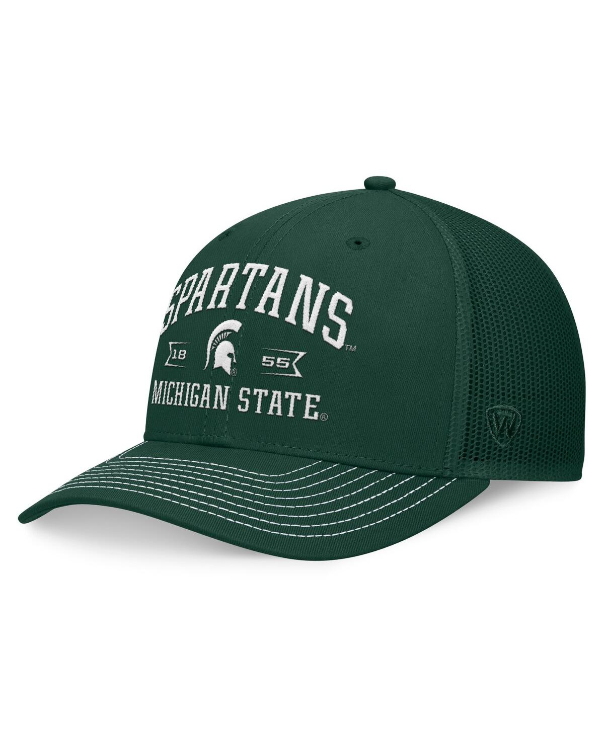 Top Of The World Men's Green Michigan State Spartans Carson Trucker Adjustable Hat In Green
