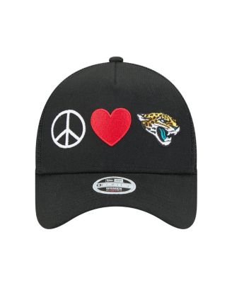 Women's Black Jacksonville Jaguars Peace Love Trucker 9FORTY Adjustable Hat