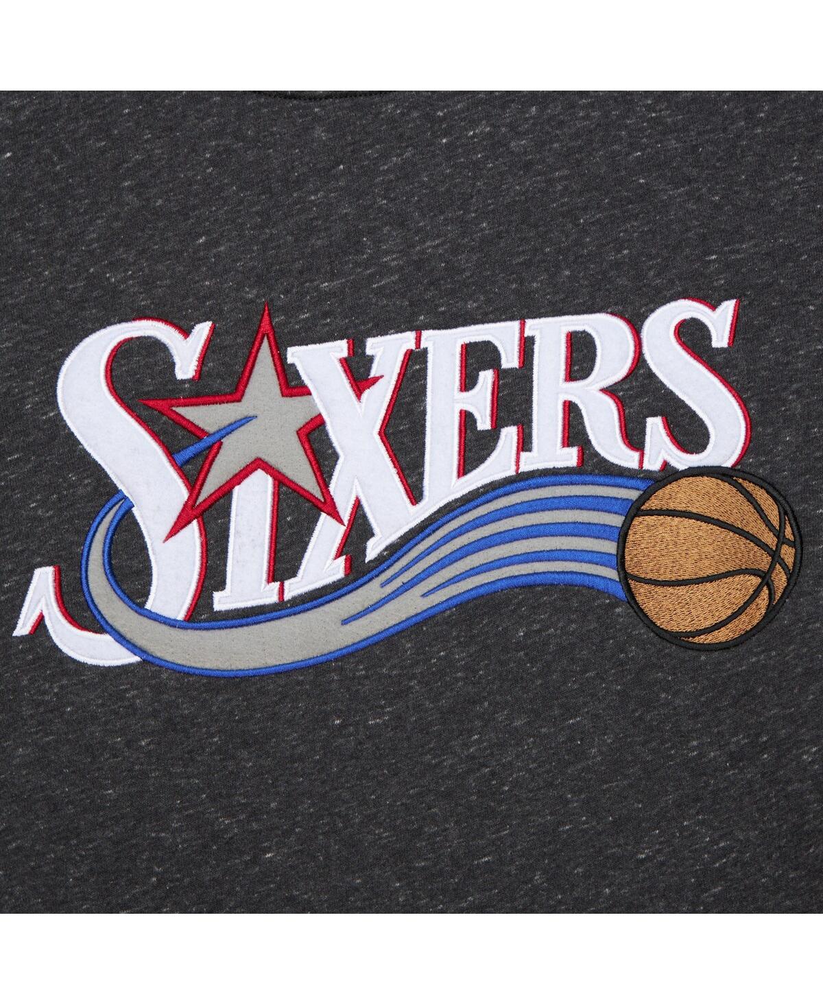 Mitchell & Ness Men's Black Philadelphia 76ers Hardwood Classics Blackout Collection Snow Washed Pullover Sweatshirt In Black
