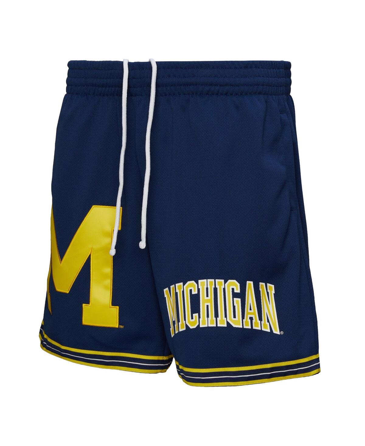 Mitchell & Ness Navy Michigan Wolverines Team Origins Mesh Shorts In Blue