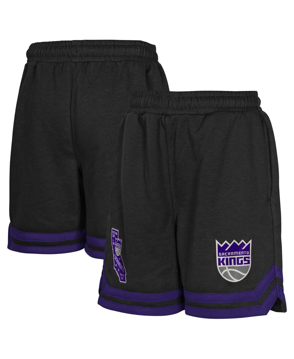 Outerstuff Big Boys And Girls Black Sacramento Kings Teardrop Fleece Shorts In Black