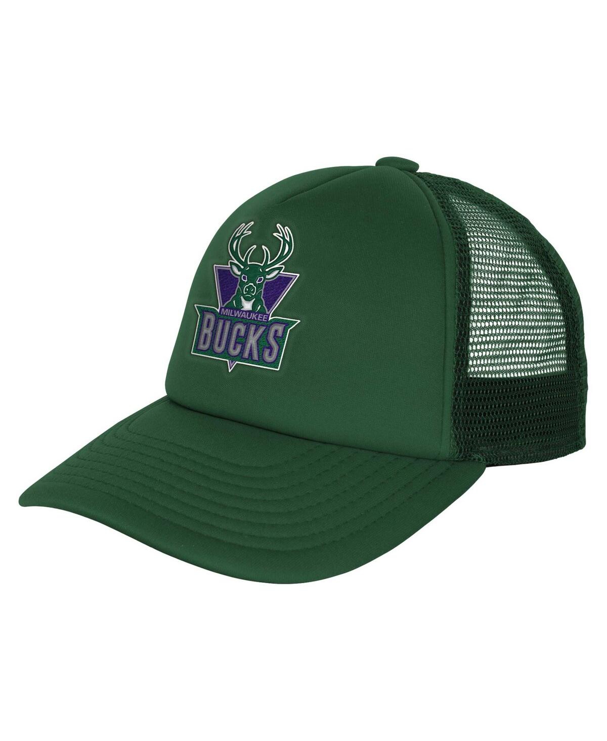 Shop Mitchell & Ness Big Boys And Girls Hunter Green Milwaukee Bucks Core Evergreen Trucker Adjustable Hat