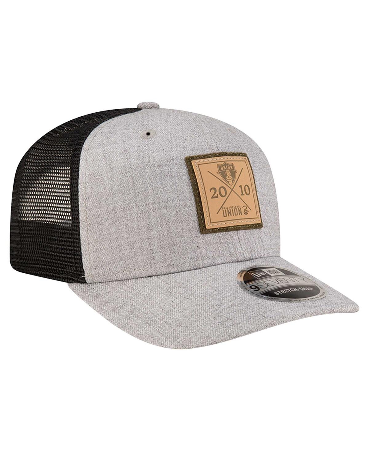 NEW ERA MEN'S HEATHER GRAY PHILADELPHIA UNION 9SEVENTY COOLERA STRETCH-SNAP ADJUSTABLE HAT 