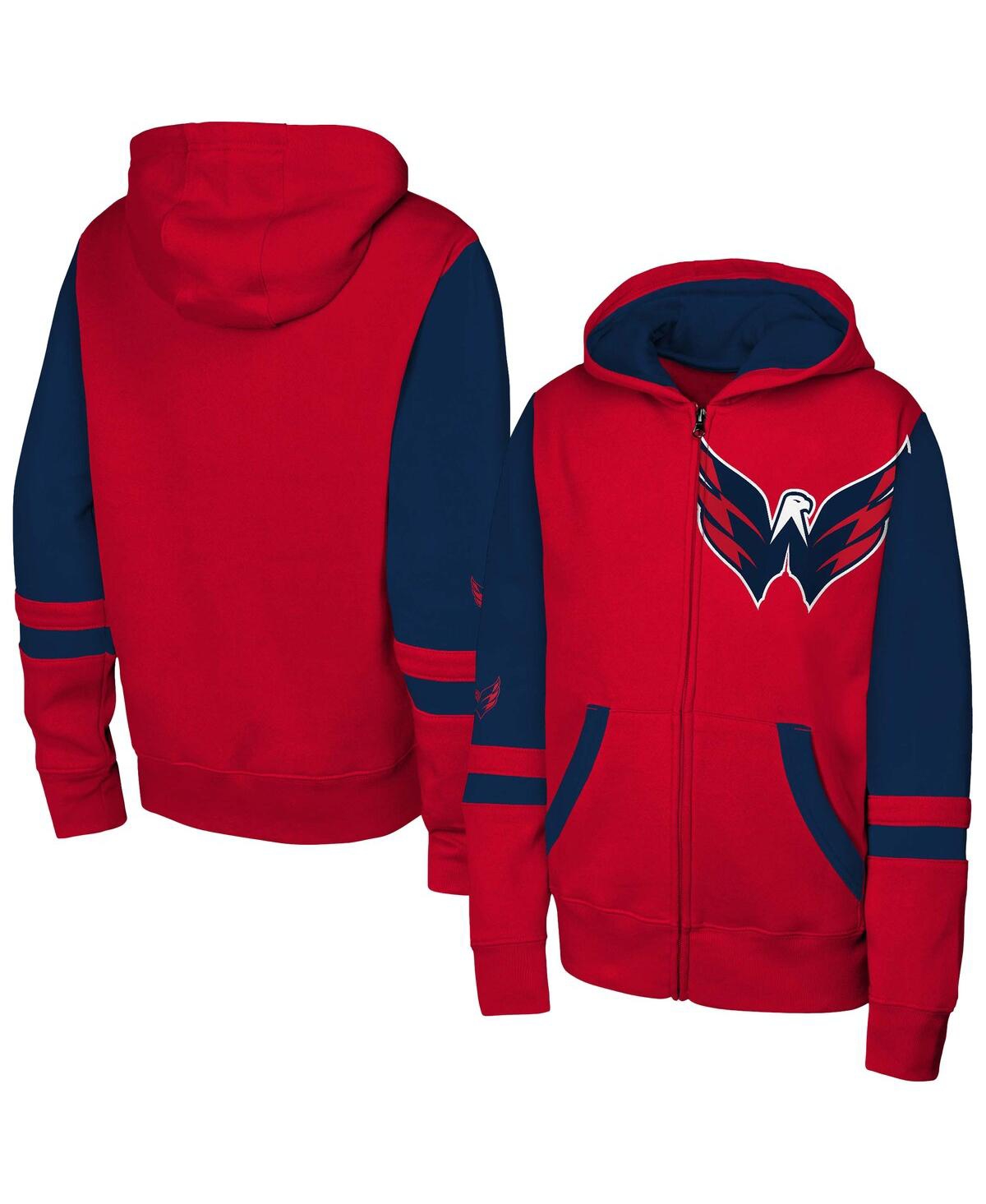 Outerstuff Big Boys And Girls Red Washington Capitals Face Off Full-zip Hoodie In Red
