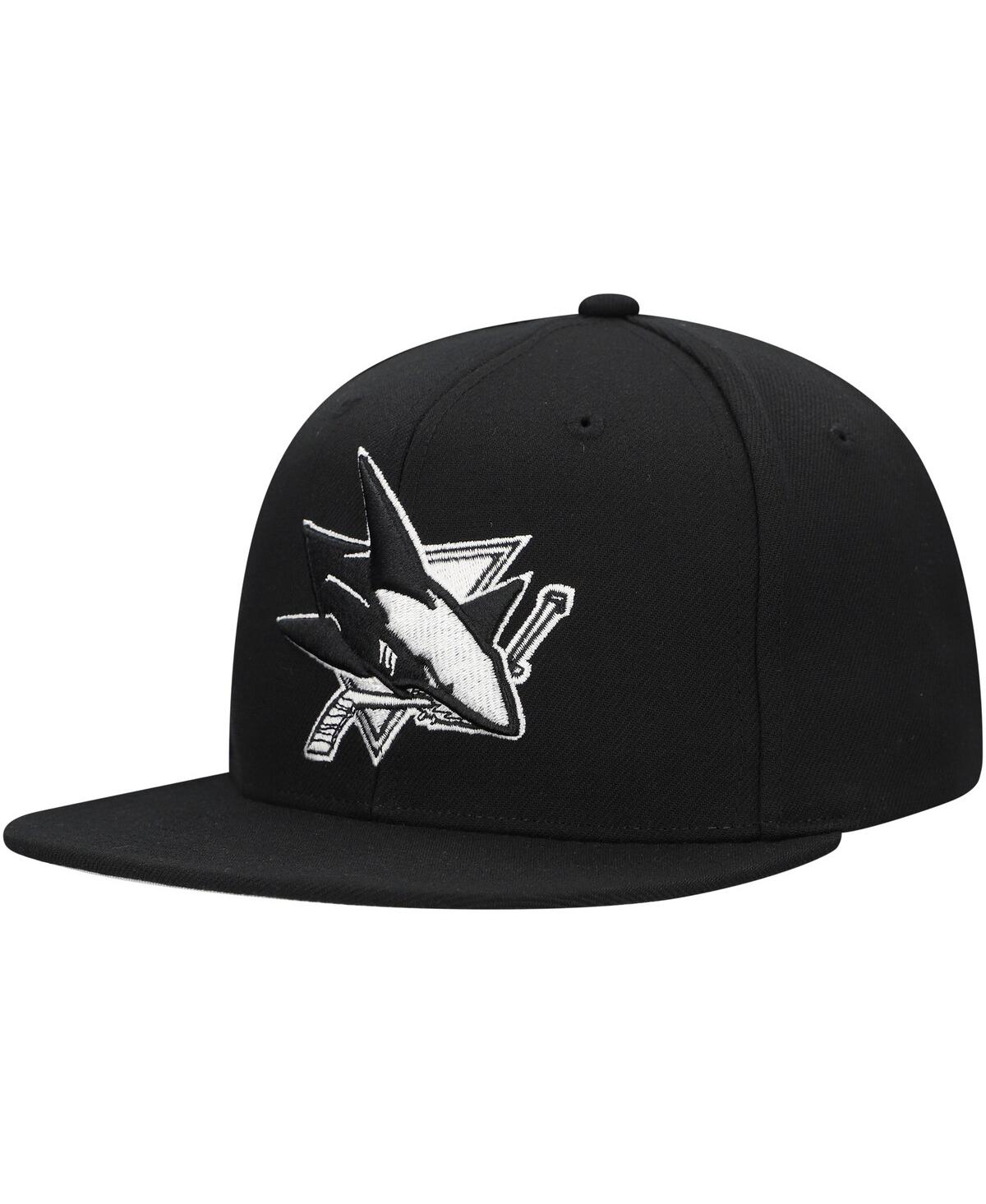 Mitchell & Ness Men's Black San Jose Sharks Team Snapback Hat In Black