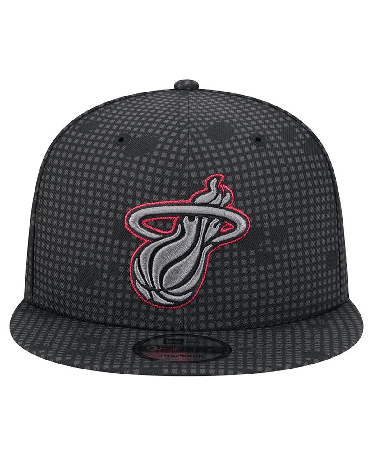 NEW ERA MEN'S BLACK MIAMI HEAT MIDNIGHT INK POP OUTLINE 9FIFTY SNAPBACK HAT 