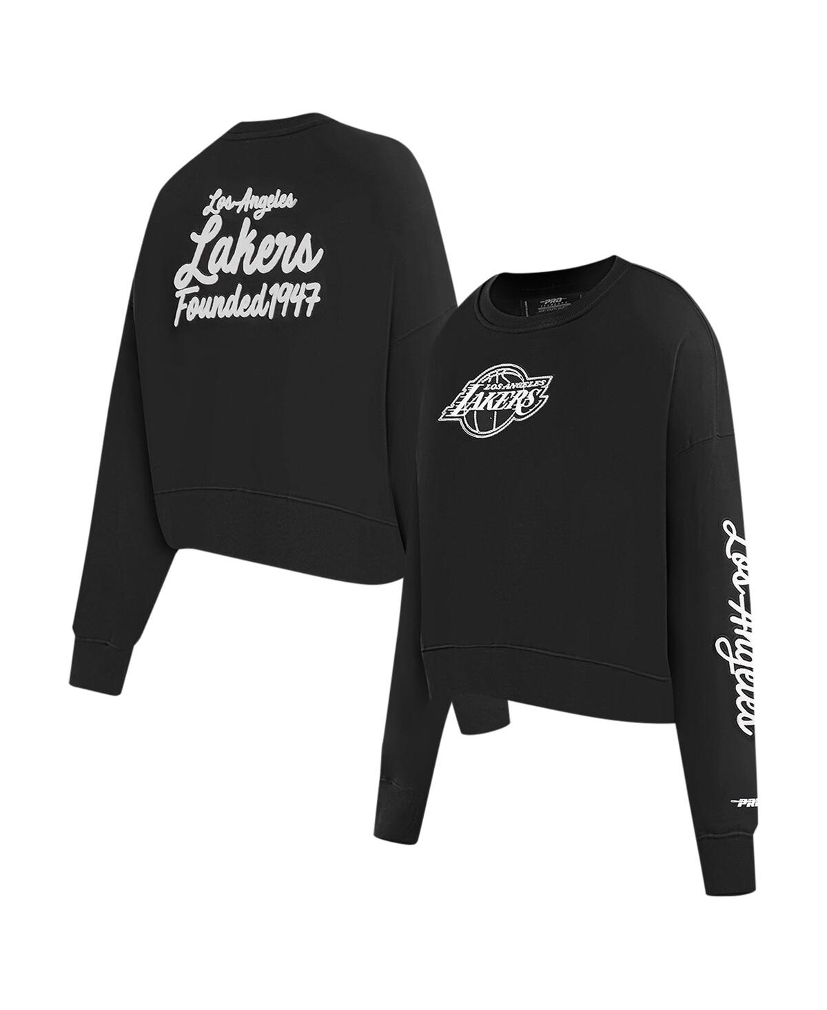 Women's Black Los Angeles Lakers Paint The City Cropped Pullover Sweatshirt - Black