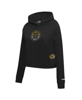 Women's Black Boston Bruins Jewels Cropped Pullover Hoodie