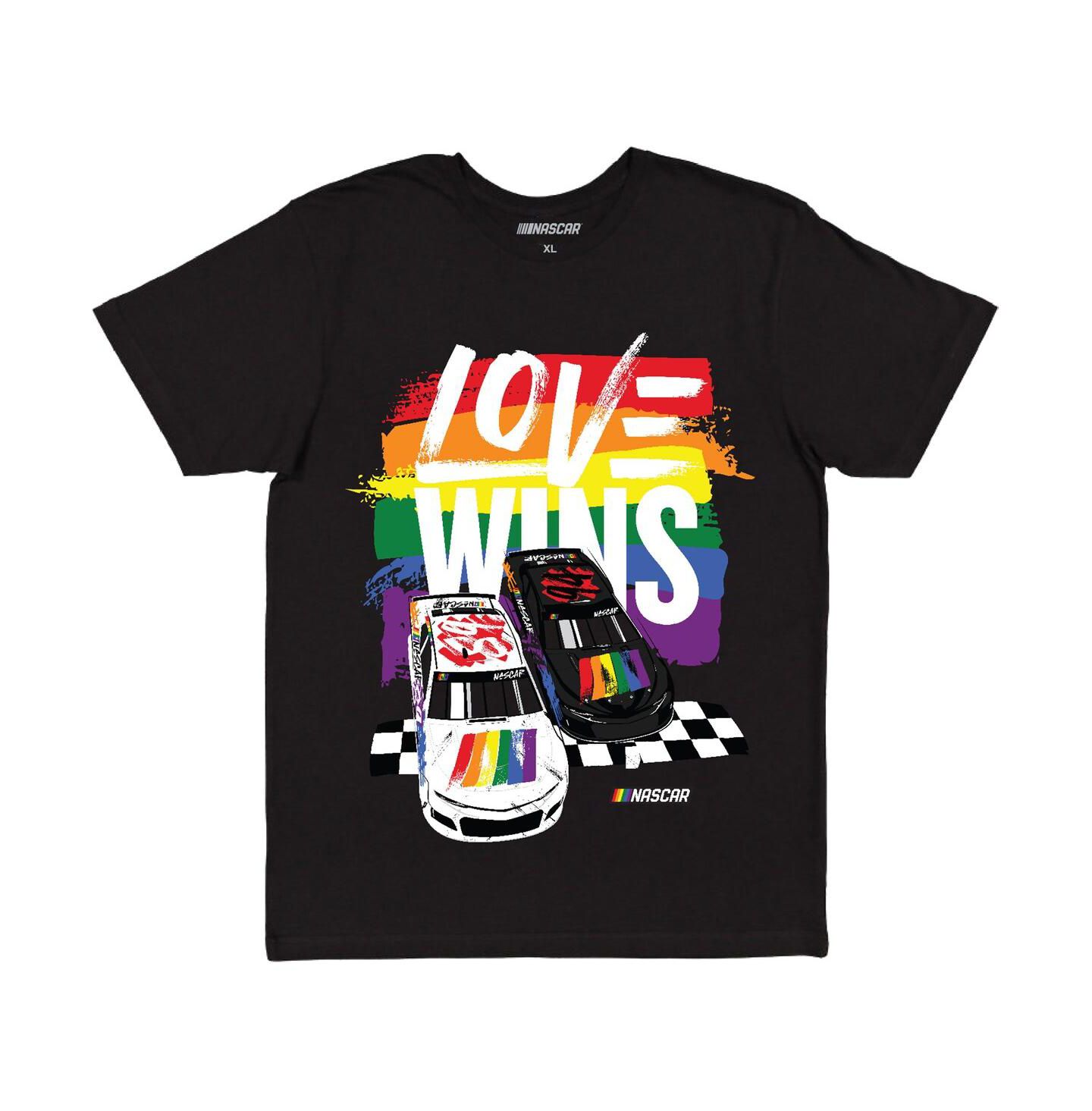 Мужская футболка Checkered Flag Sports Black NASCAR Love Wins Pride — фото 3