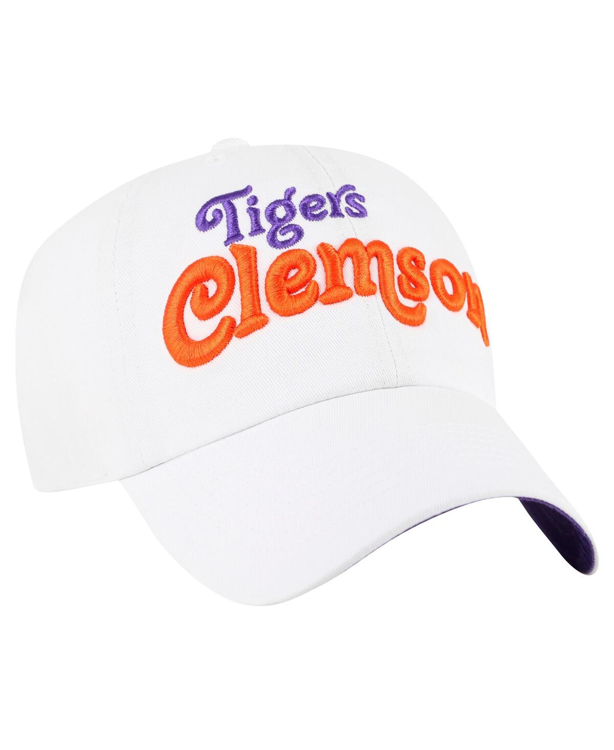 47 Brand Women's White Clemson Tigers Pensacola Clean Up Adjustable Hat In White