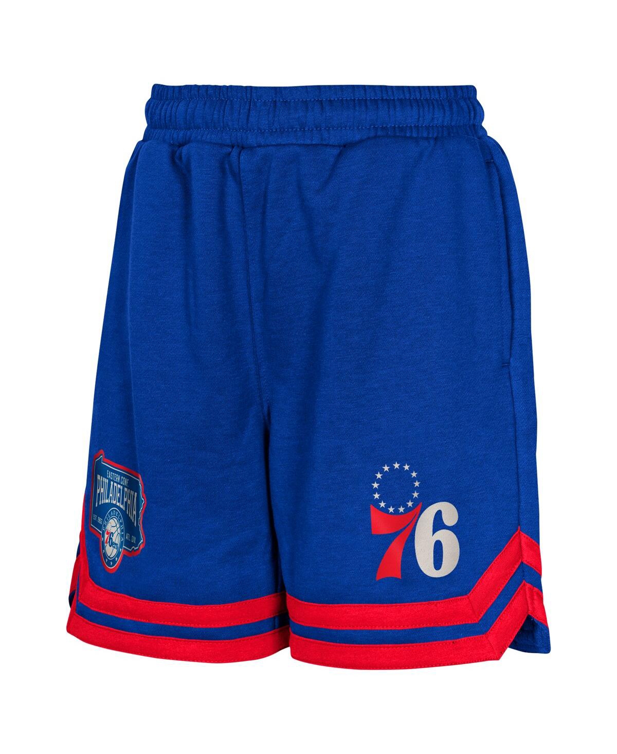 Outerstuff Big Boys And Girls Royal Philadelphia 76ers Teardrop Fleece Shorts In Royal