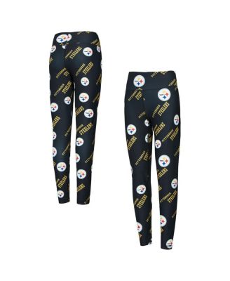Concepts Sport - Women's  Black Pittsburgh Steelers Breakthrough Allover Print Knit Sleep Leggings