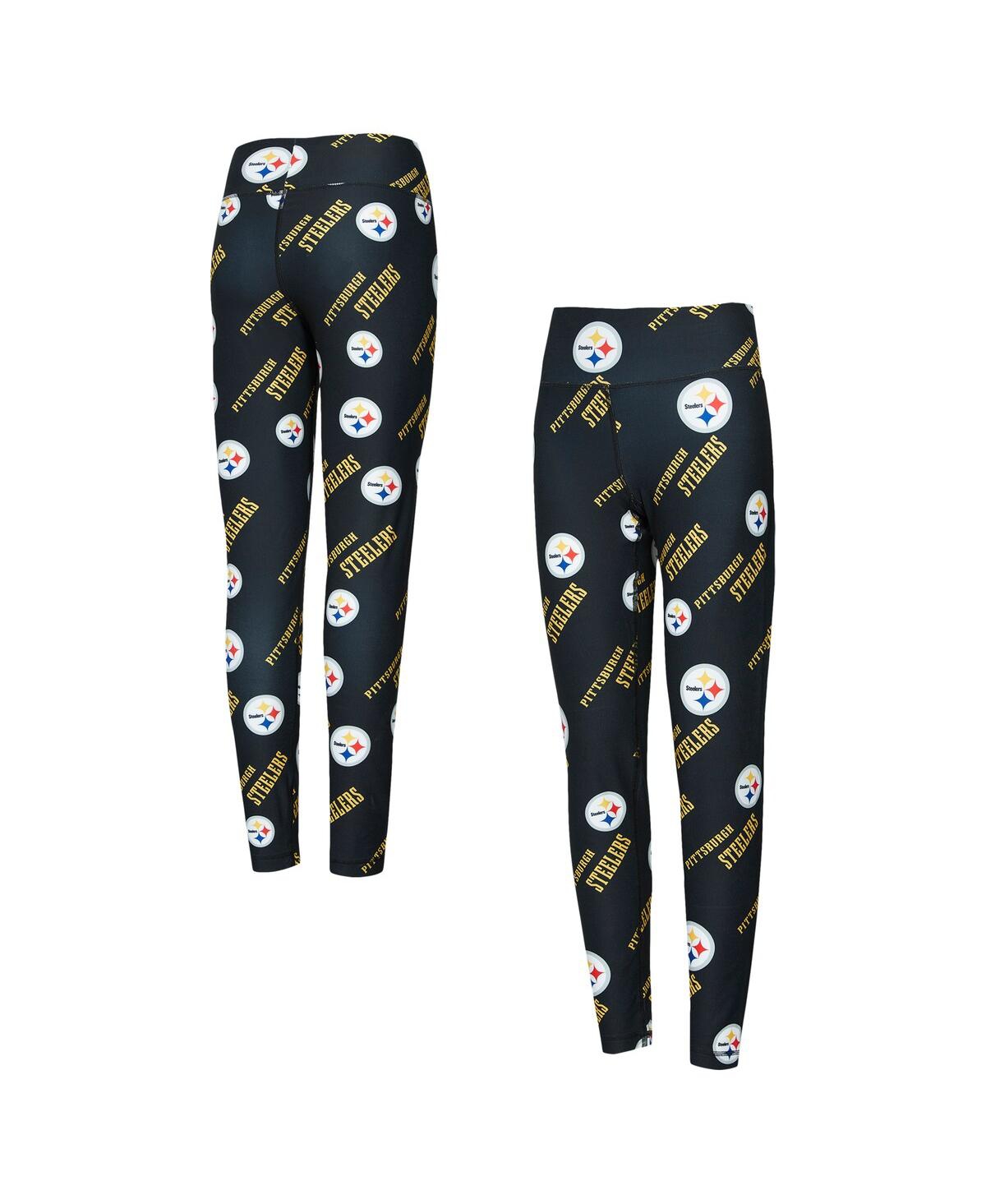 Women's Black Pittsburgh Steelers Breakthrough Allover Print Knit Sleep Leggings - Black