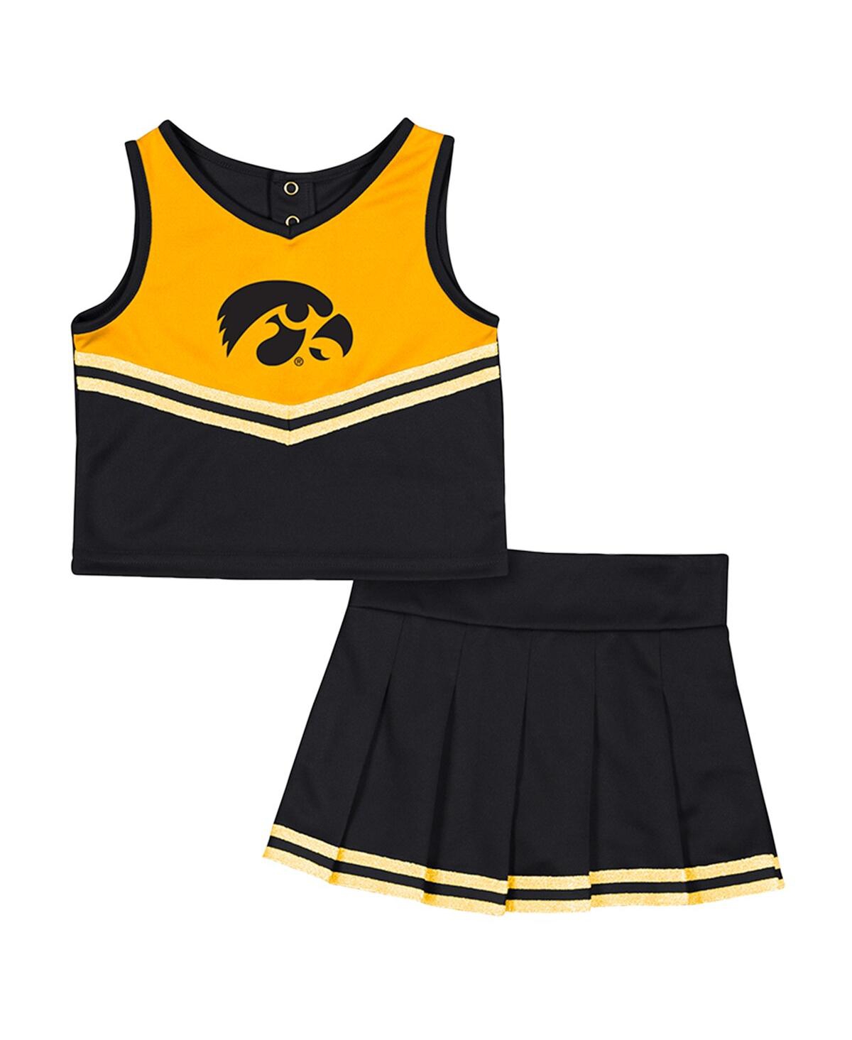Colosseum Girls Toddler 2-piece Black Iowa Hawkeyes Time For Recess Cheer Top And Skirt Set In Black