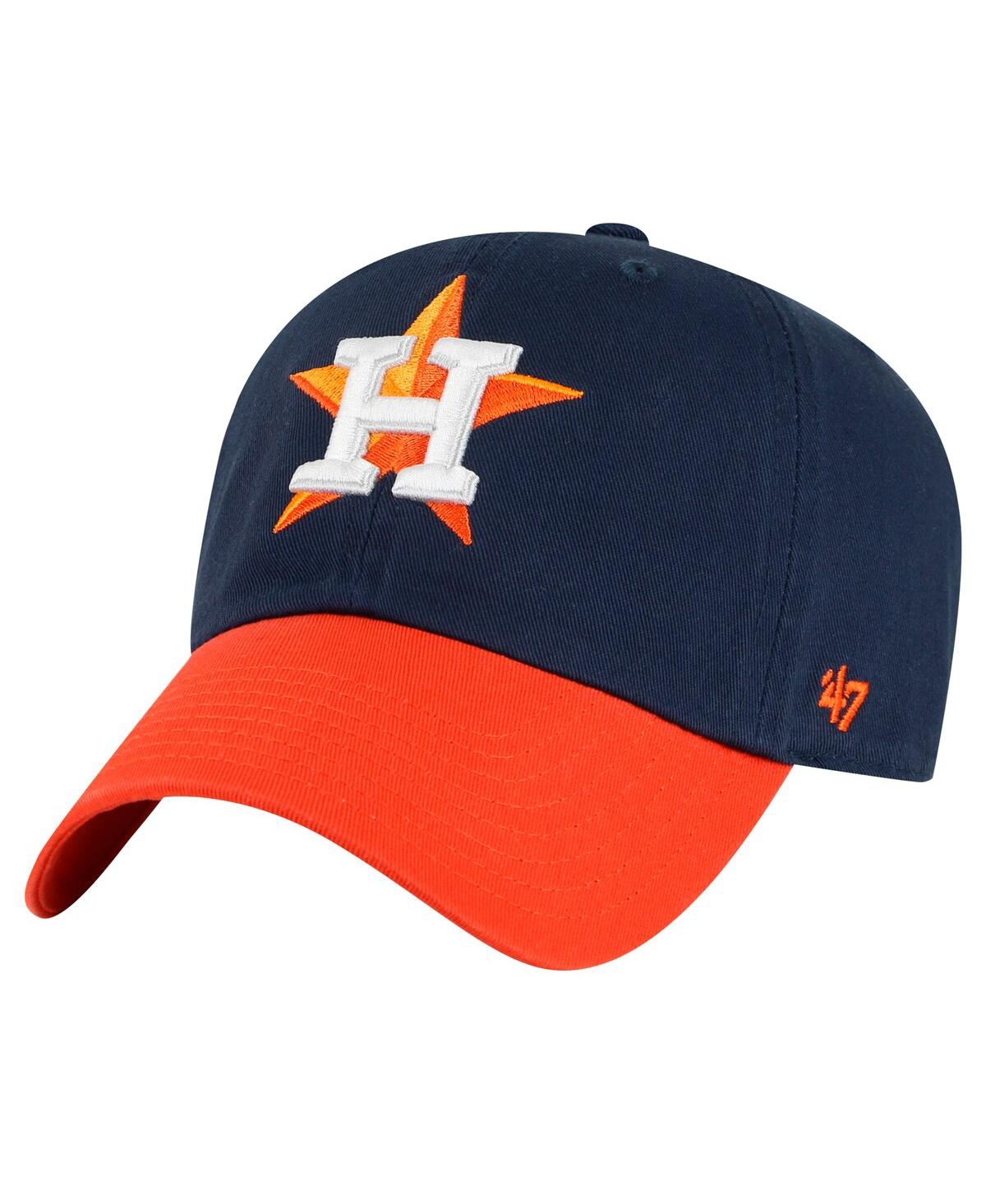 47 Brand Men's Navy/orange Houston Astros Clean Up Adjustable Hat In Navy,orange